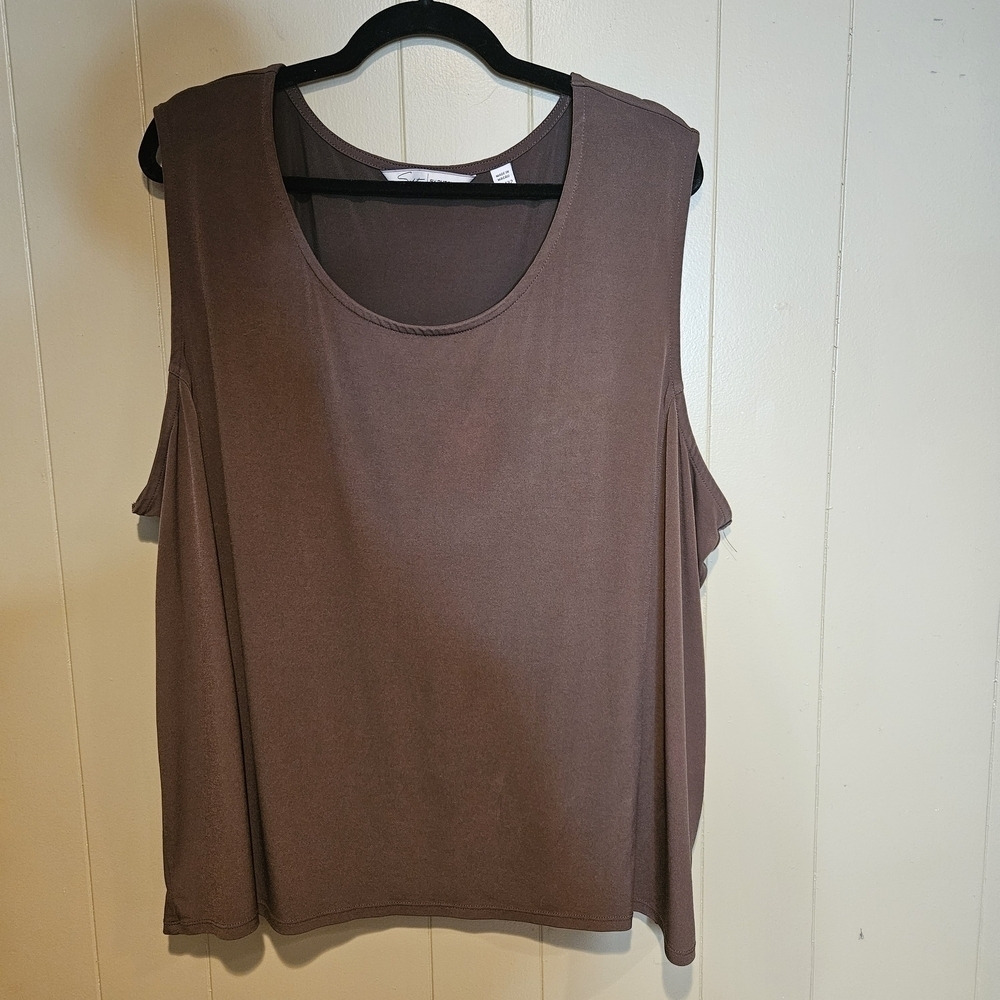 Soft by Avenue Brown Sleeveless Tank Top | Plus Size 30/32 | Stretch Comfort Bas
